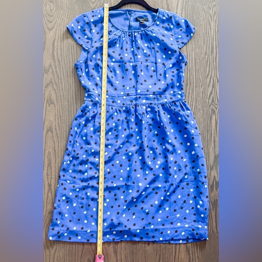 J. Crew 100% Silk Blue Above-the-knee Dress with Abstract Dot Polka Dot pattern - Picture 6 of 8
